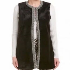 J.McLaughlin | Black Faux Fur Long Tunic Vest Size Medium